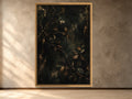 Woodland Branches dark botanical branch wall art in a slim gold frame