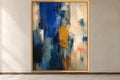Cobalt Shift blue abstract wall art in a gold frame, product-focused hero view