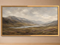 The Long Glen panoramic Highland landscape wall art in a gold frame