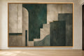 Jade Structure jade, stone and brass geometric abstract wall art in a gold frame