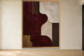 Burgundy Room burgundy, ivory and brass geometric abstract wall art in a gold frame