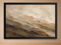 Earth Layers beige, taupe and brown abstract landscape wall art in a black frame